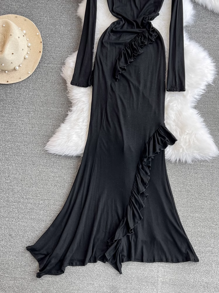 - Black Long Sleeves Mermaid Dress GEU912