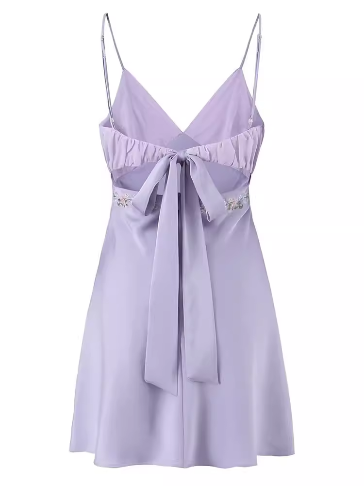 - Sexy Purple V Neck Mini Dress GEU1410