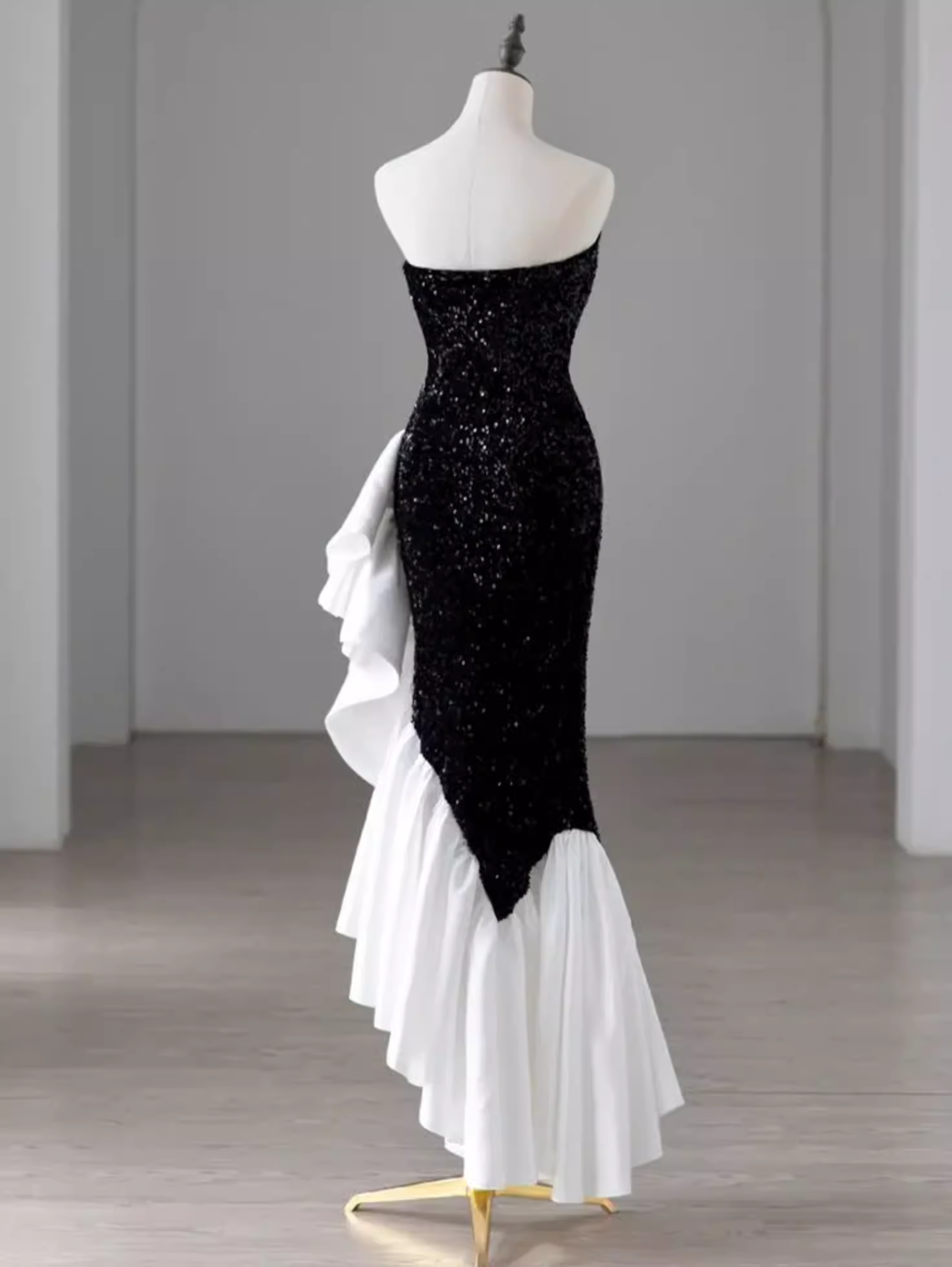 - Black evening gown sequined mermaid dress GEU1476