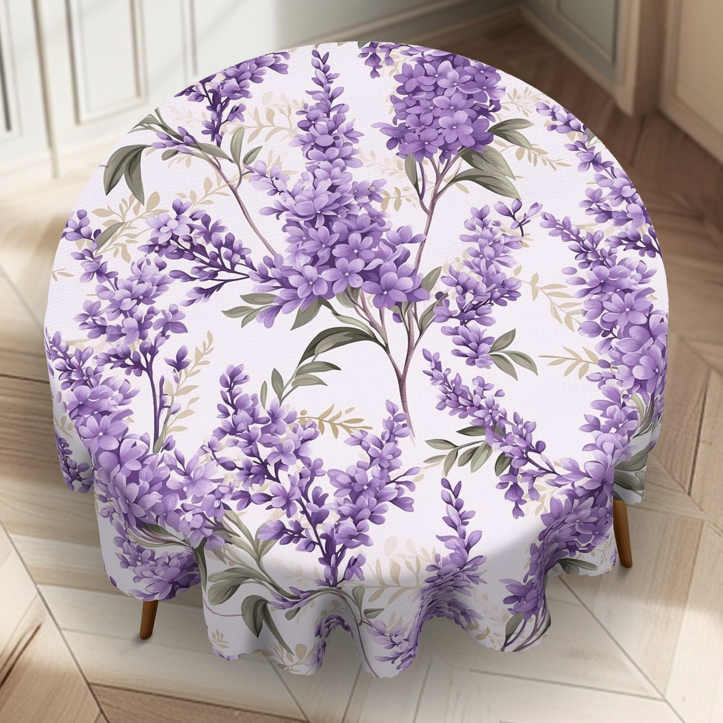 1 Pc Elegant Vintage Floral Tablecloth – Waterproof & Wrinkle-Resistant, Beautiful Lavender Design for Indoor/Outdoor Dining, Perfect for Spring/Summer Parties, Lunches, Dinners, and Easter Celebrations