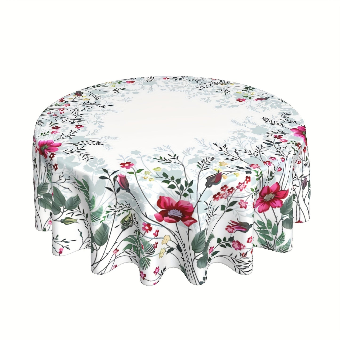 1pc, Polyester Tablecloth, Spring Summer Floral Tablecloth, Watercolor Flower Table Decor, Washable Anti-fouling Anti-wrinkle Table Cover For Kitchen Dining Room Decor, Picnic Patio Party