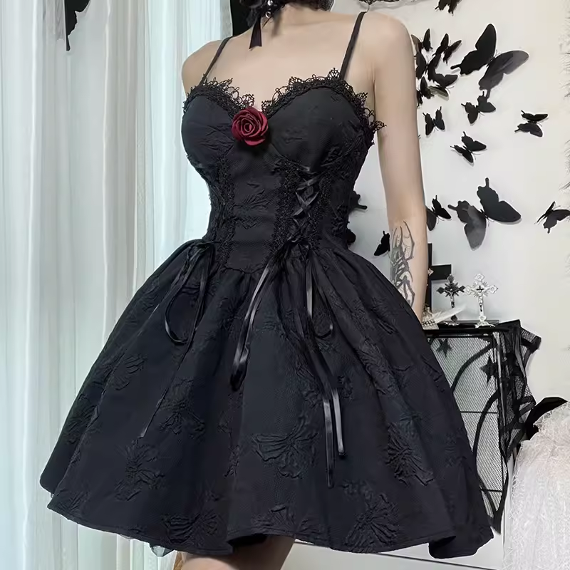 - Black A-line Mini Dress GEU1347