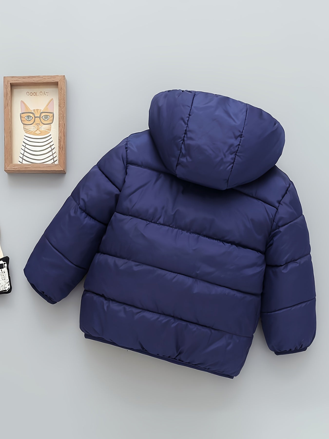 Kid's Fleece Lining Padded Jacket With Detachable Hood, Warm Zip Up Coat, Boy's Clothes For Winter Outdoor, As Gift