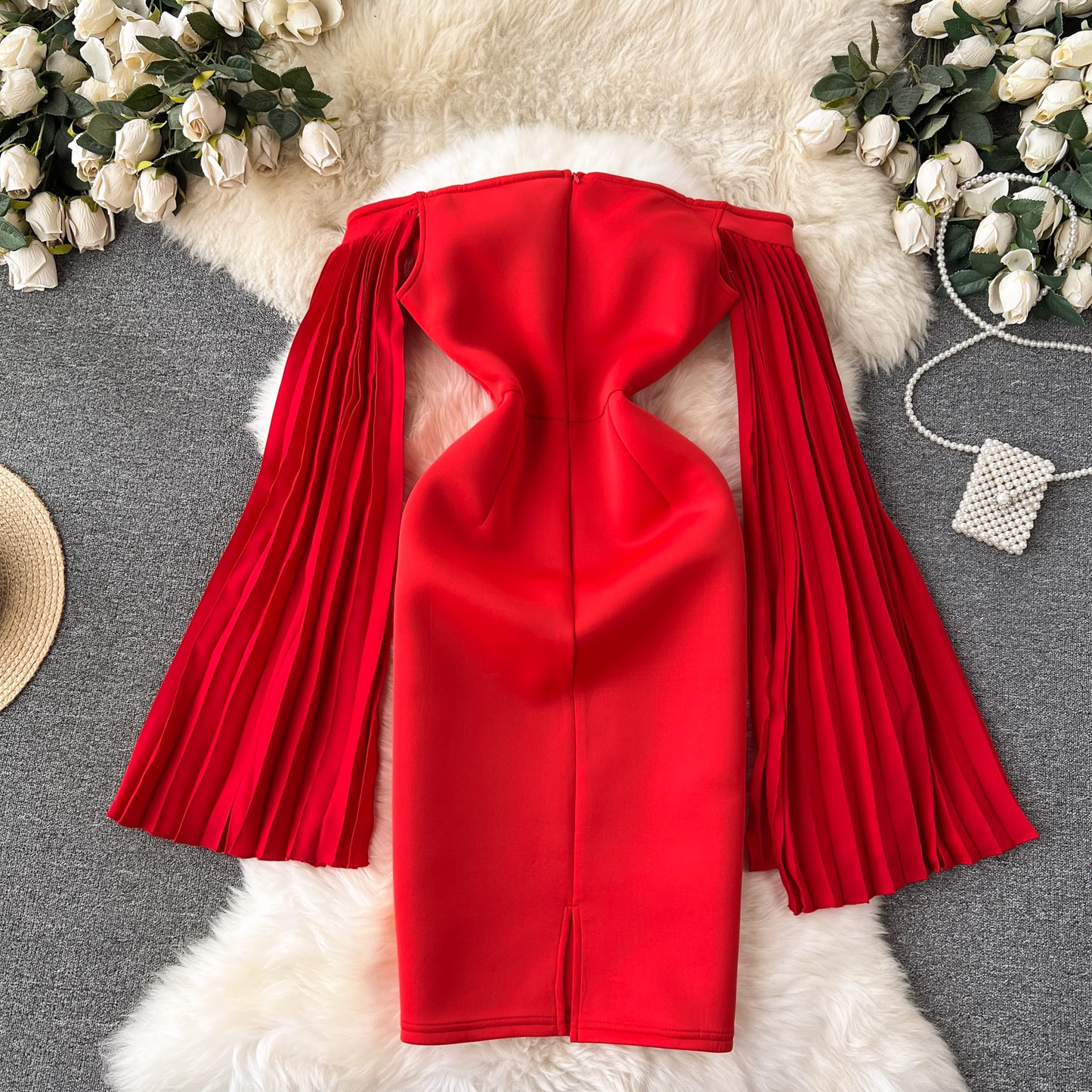 - Off The Shoulder Red Party Dress GEU810