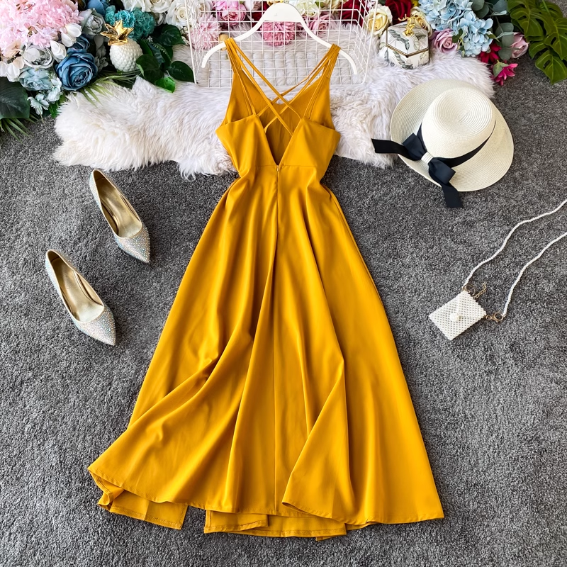 - Sexy A-line Backless Beach Dress GEU591