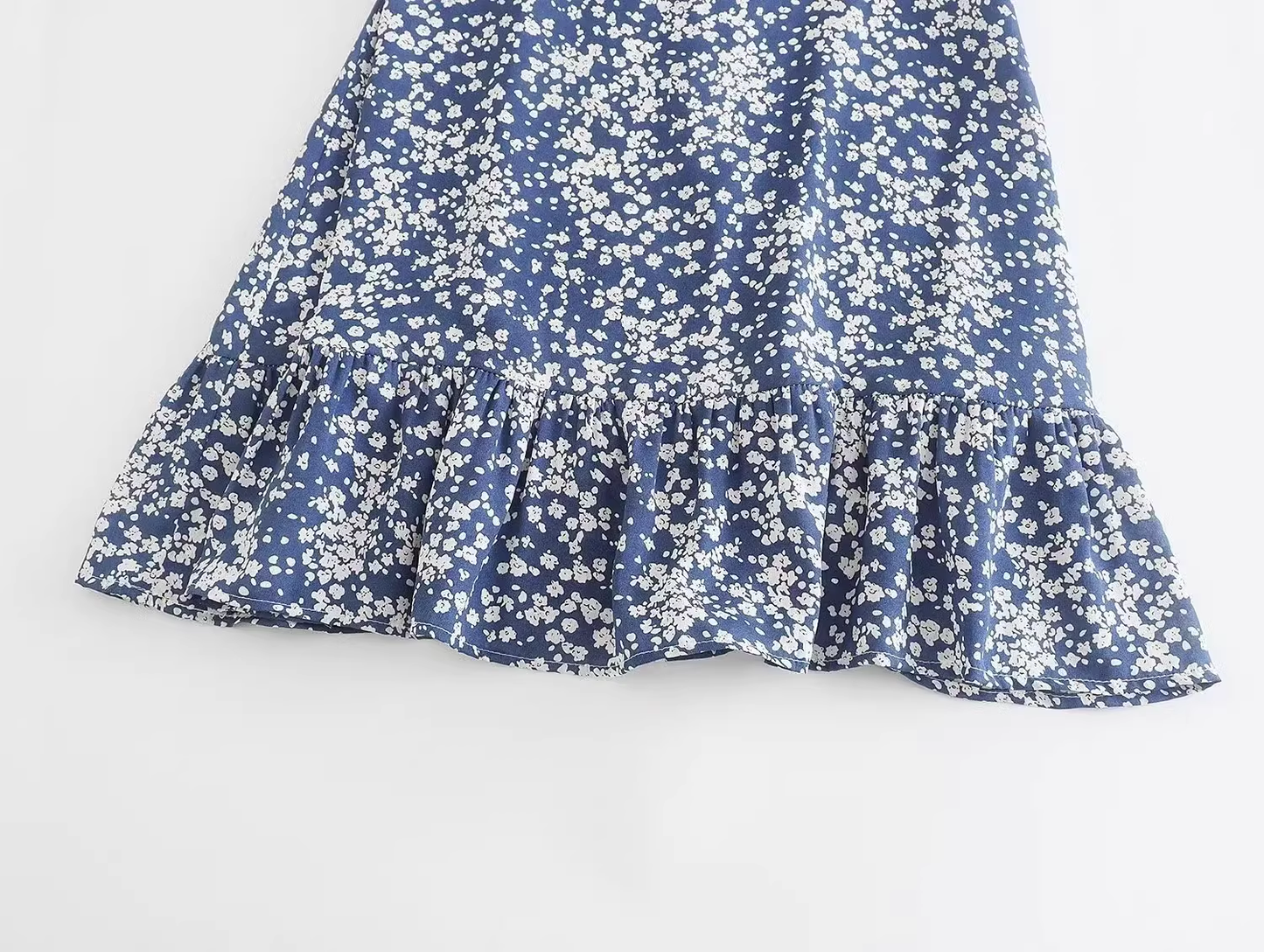 - French retro floral one-shoulder halterneck slim dress GEU474