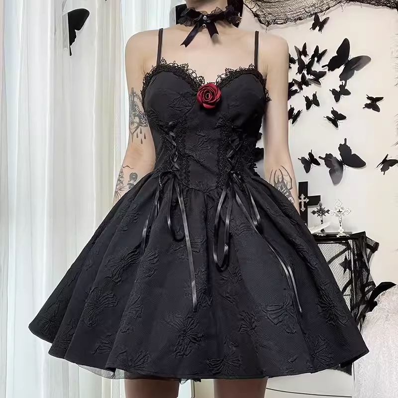 - Black A-line Mini Dress GEU1347