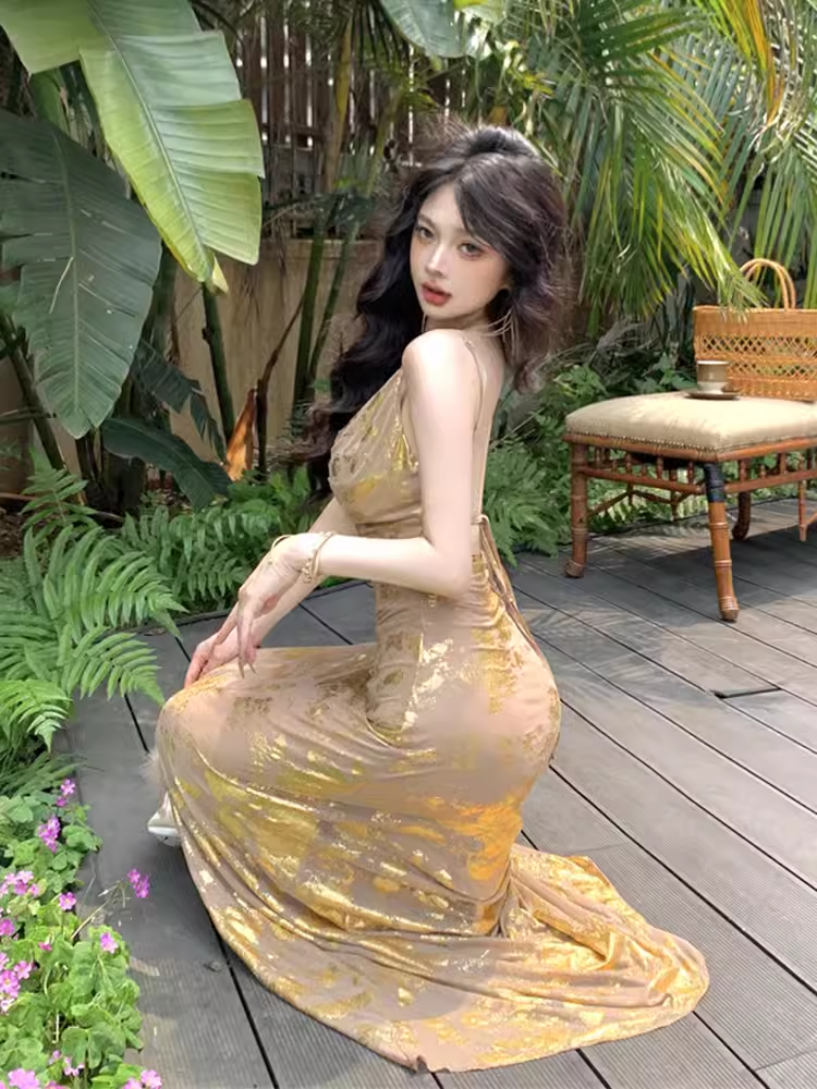 - Sexy Backless Long Dress GEU1493