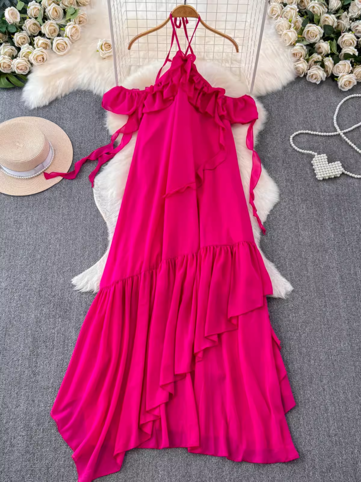 - ruffled irregular dress GEU1422