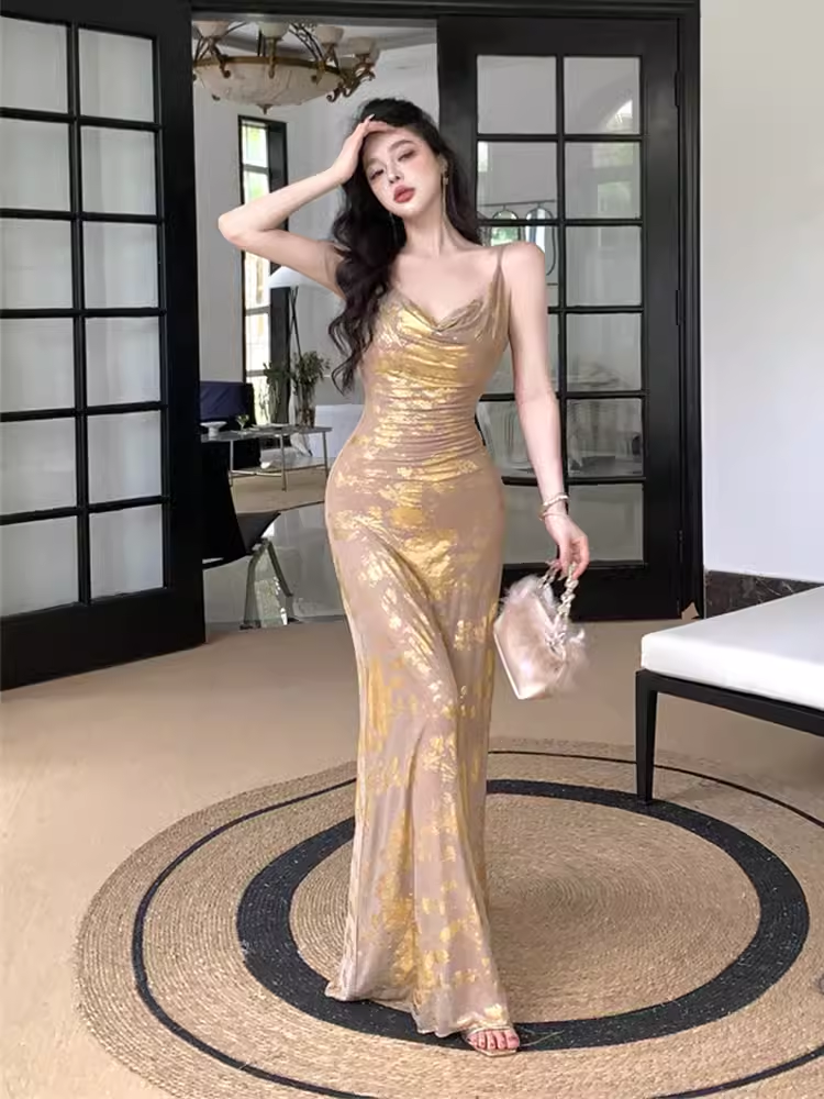- Sexy Backless Long Dress GEU1493