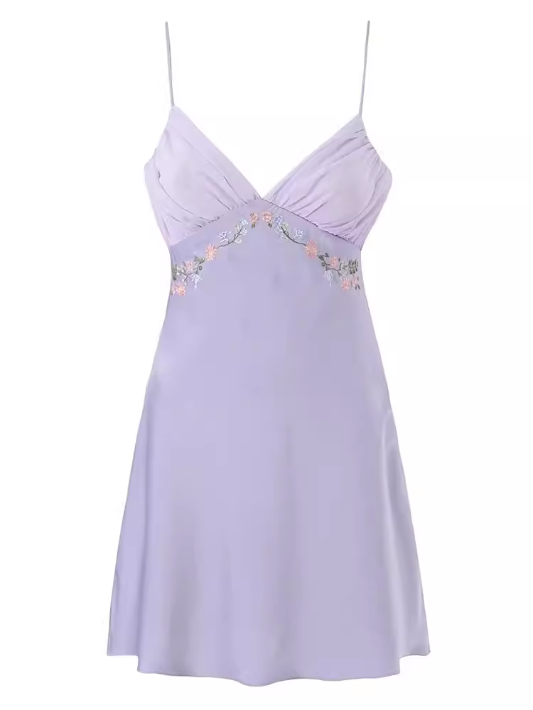 - Sexy Purple V Neck Mini Dress GEU1410