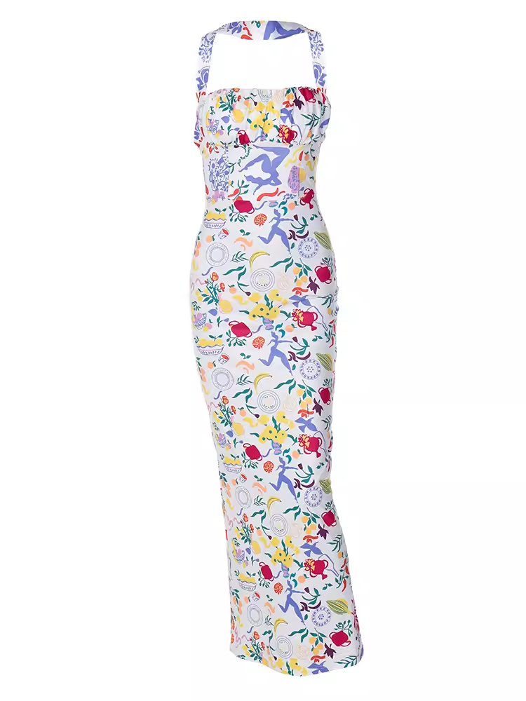 - Irregular printed long dress GEU1390