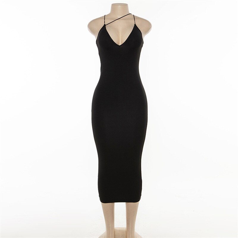 vmtvr New Summer Dresses Women Sling V-neck Slim Fit Bodycon Long Dress Sleeveless Backless Elegant Sexy Club Bag Hip Party Dress Evening Dresses