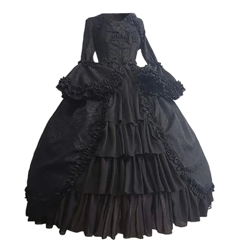 vmtvr - Medieval Retro Gothiced Court Dress Royal Lady Ball Dress Square Neck Tight Waist Bowknot Women Elegant Costume vestido ropa