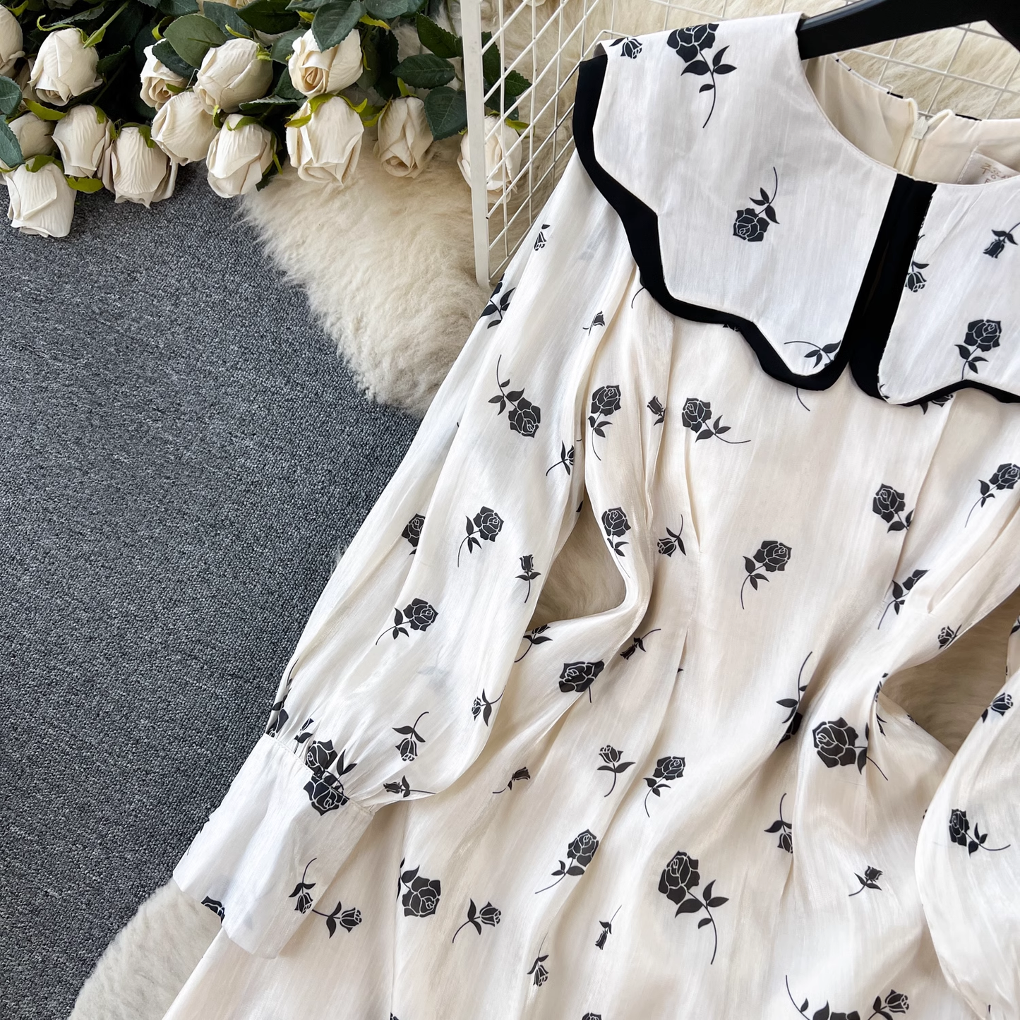- Baby doll collar floral chiffon dress GEU788