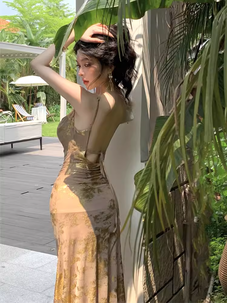 - Sexy Backless Long Dress GEU1493