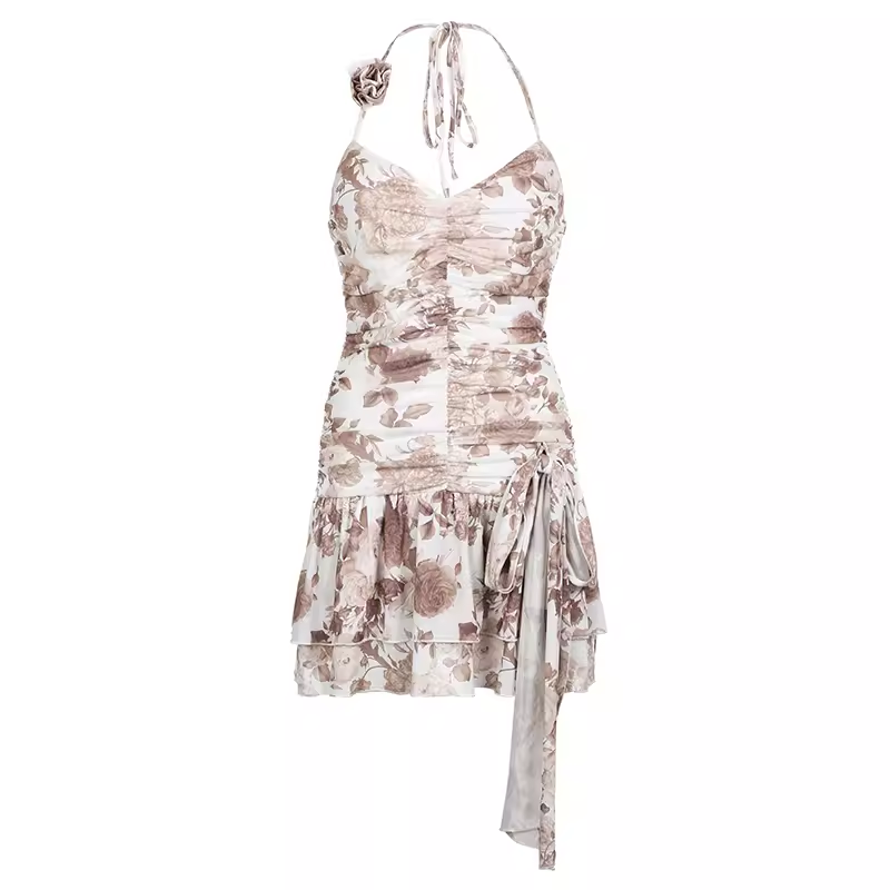 - rose print mini dress GEU1343