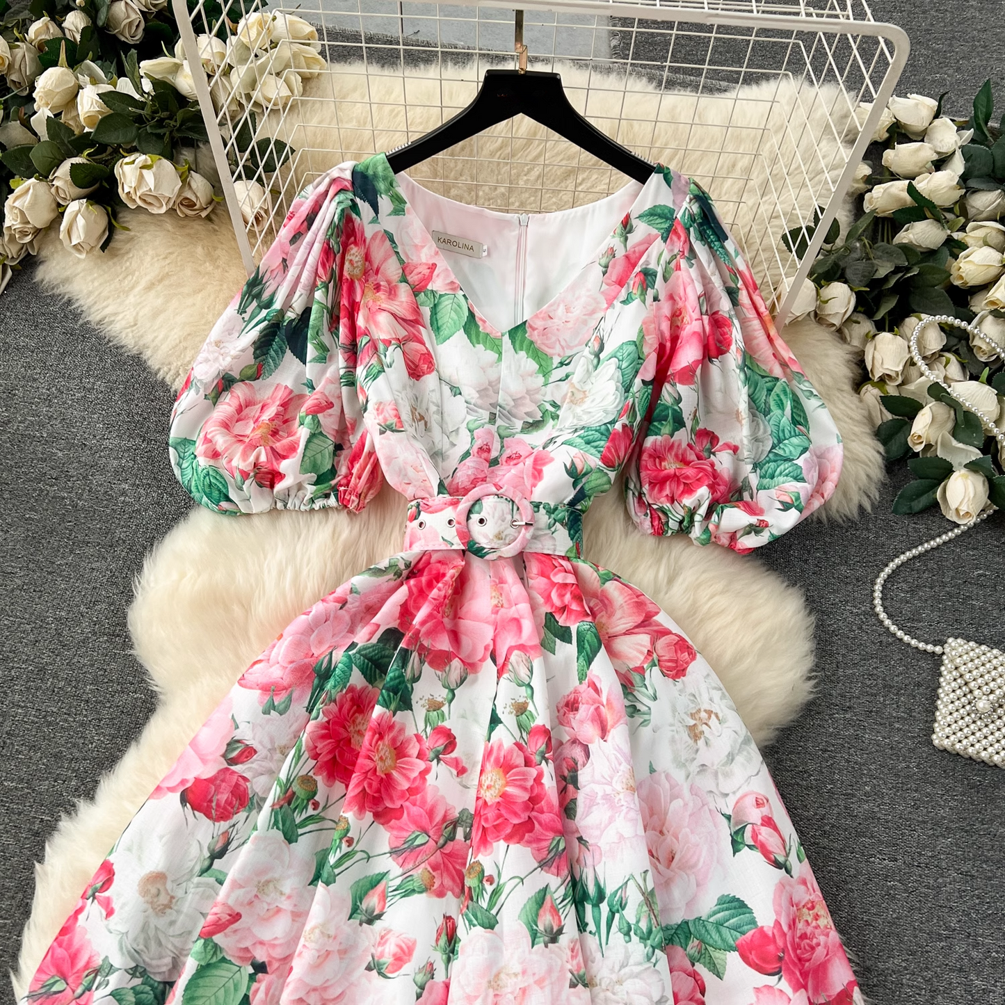 - French court style puff sleeve dress GEU1195