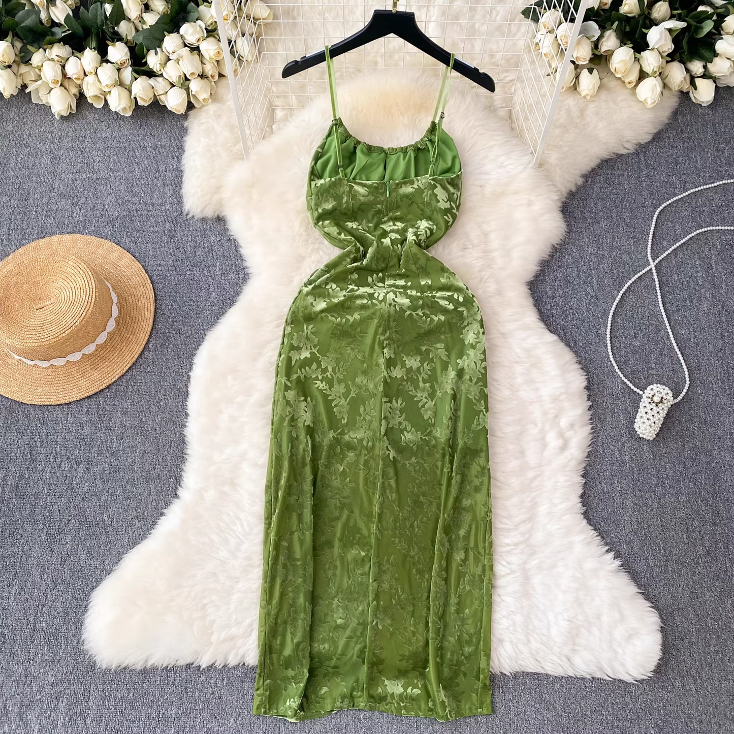 - Chic Green/Black Midi-length Dress GEU619