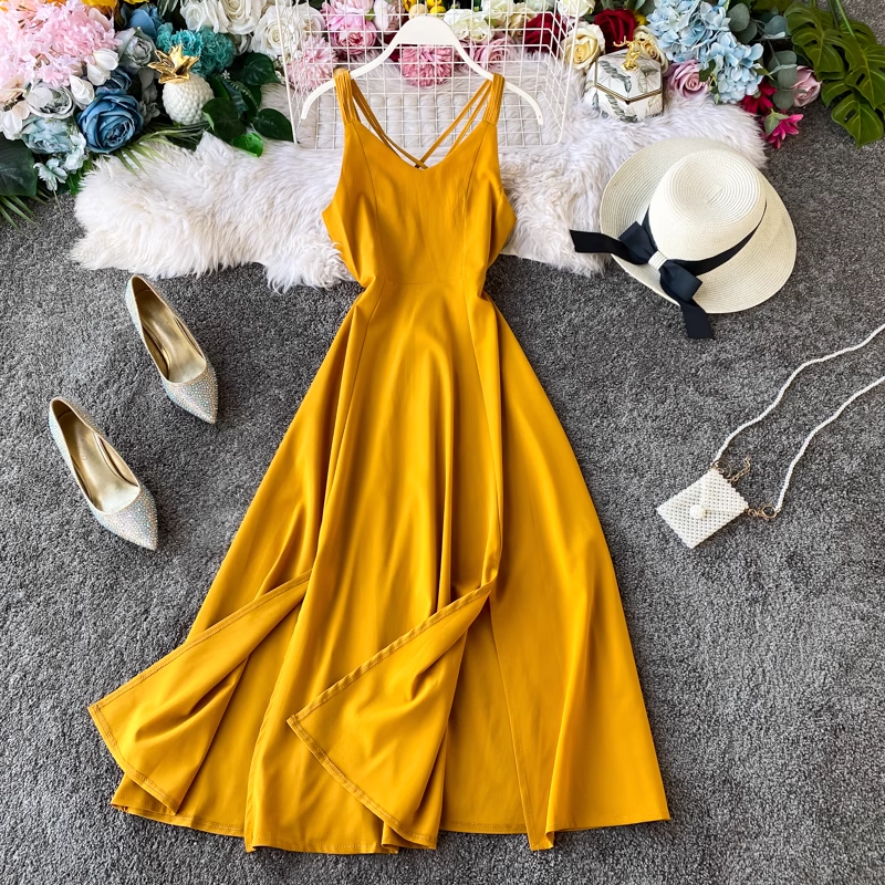 - Sexy A-line Backless Beach Dress GEU591