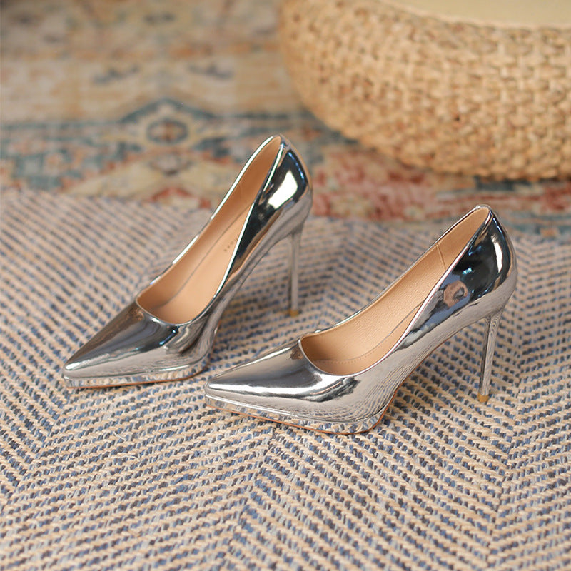 2025 1088A custom model catwalk high heels women's pointed waterproof table 10.5CM thin heel shallow mouth temperament women's single shoes