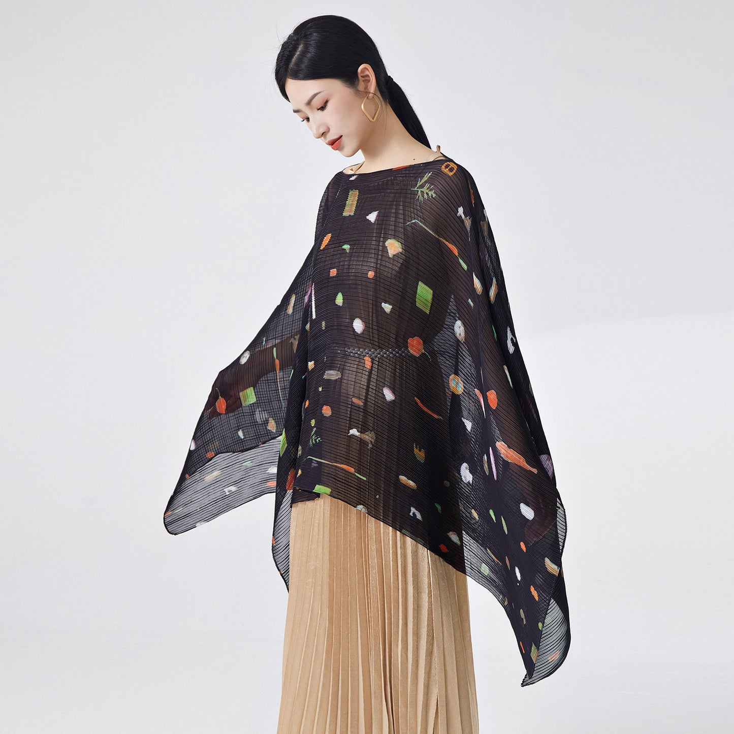 2025 cape shawl jacket spring and autumn women's counter quality printed loose sunscreen clothing Middle East scarf silk scarf
