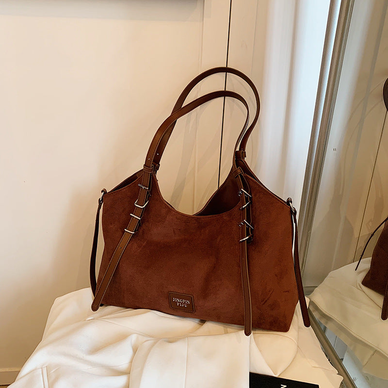 popular autumn hot-selling large-capacity retro tote bag new versatile matte bag women's commuting shoulder bag