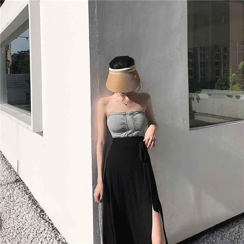 vmtvr fashion outfits Sexy Split High Waist A- line Skirt Mid-Length Online Celebrity Ins Skirt Women's Summer New One-Piece Fairy Skirt