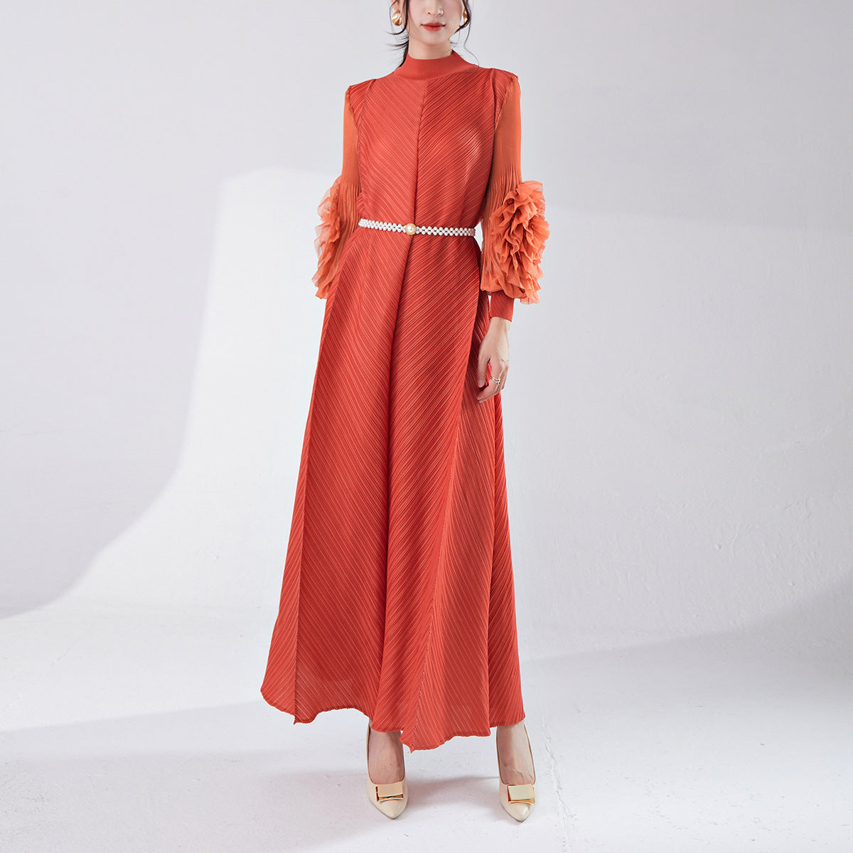 2025 Women's high-end wear large-size dress bud three-dimensional long-sleeved Popular trade Middle East hot sale dress long dress