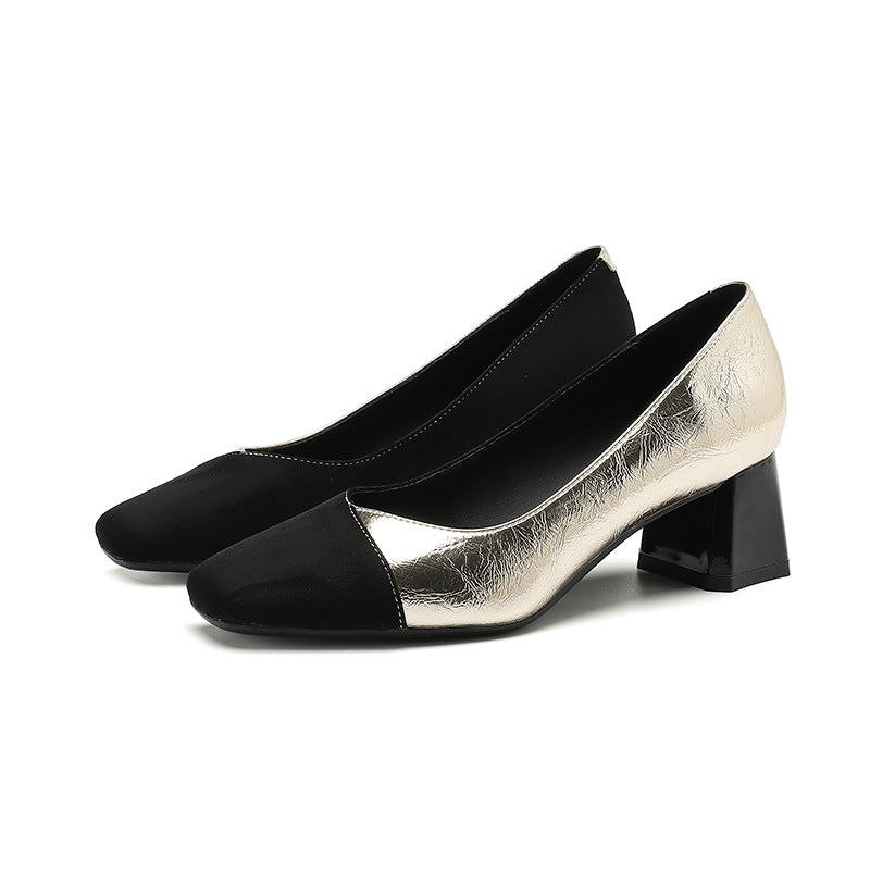 2025 5299-A8 color matching Mary Jane shoes square head light mouth thick heel women's single shoes Internet celebrity commuter high heels of the same style