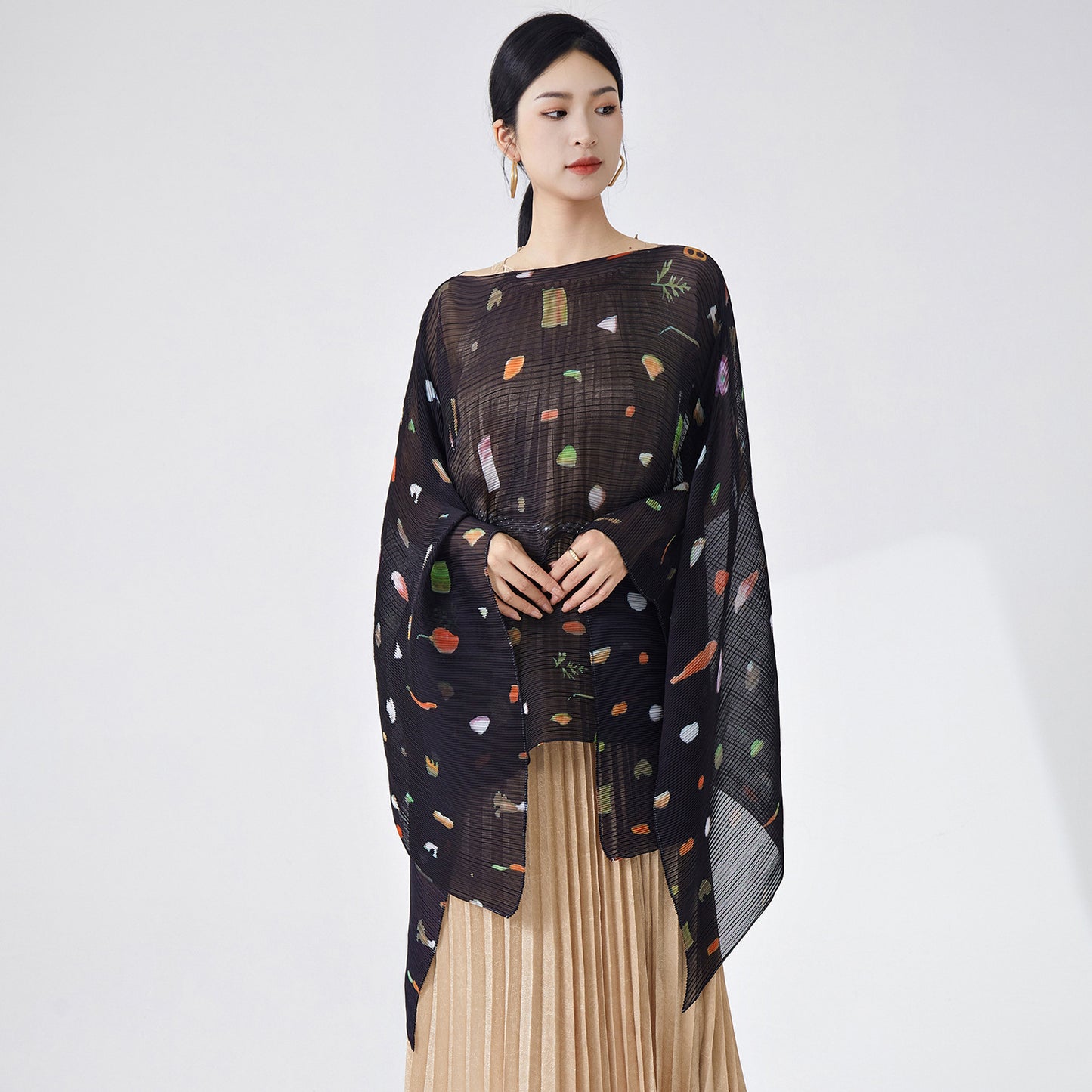 2025 cape shawl jacket spring and autumn women's counter quality printed loose sunscreen clothing Middle East scarf silk scarf