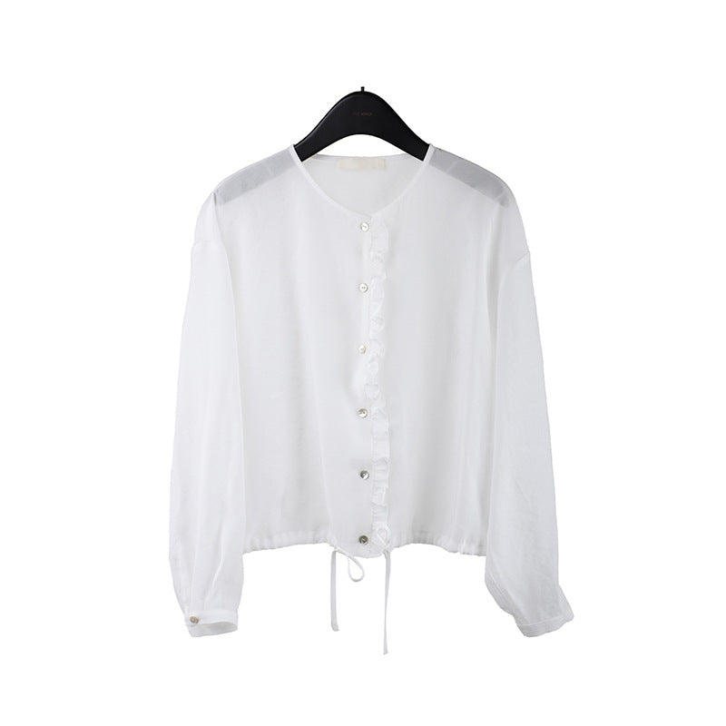 2025 light and breathable sunscreen shirt 2025 thirteen rows summer new fungus edge long-sleeved shirt T5010X
