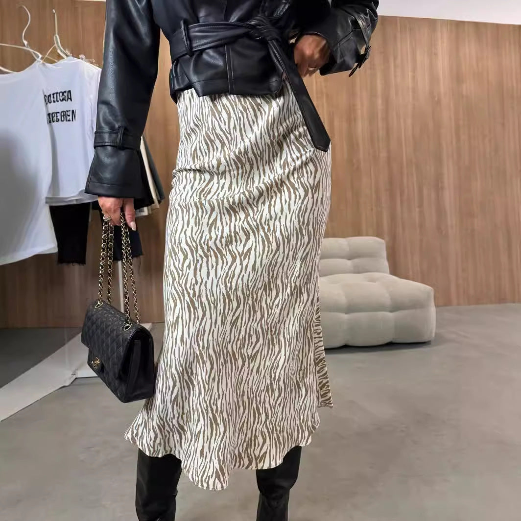 vmtvr fall outfits women 2024 Autumn Fashion High Waist Slimming Printed Women's Skirt Women