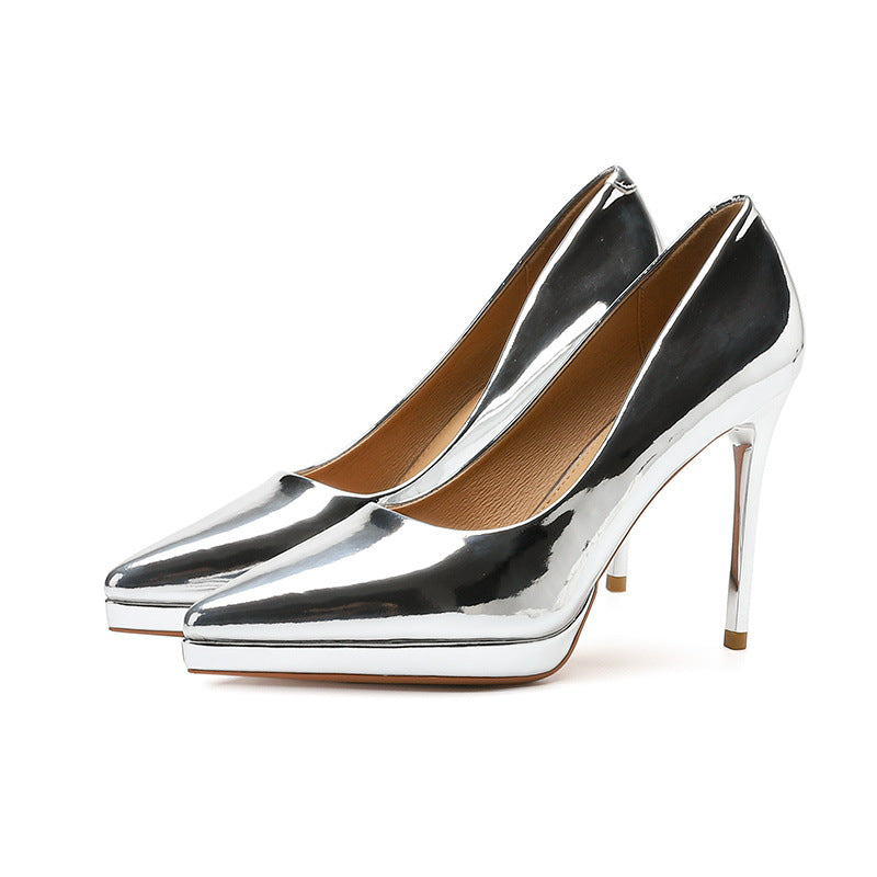 2025 1088A custom model catwalk high heels women's pointed waterproof table 10.5CM thin heel shallow mouth temperament women's single shoes