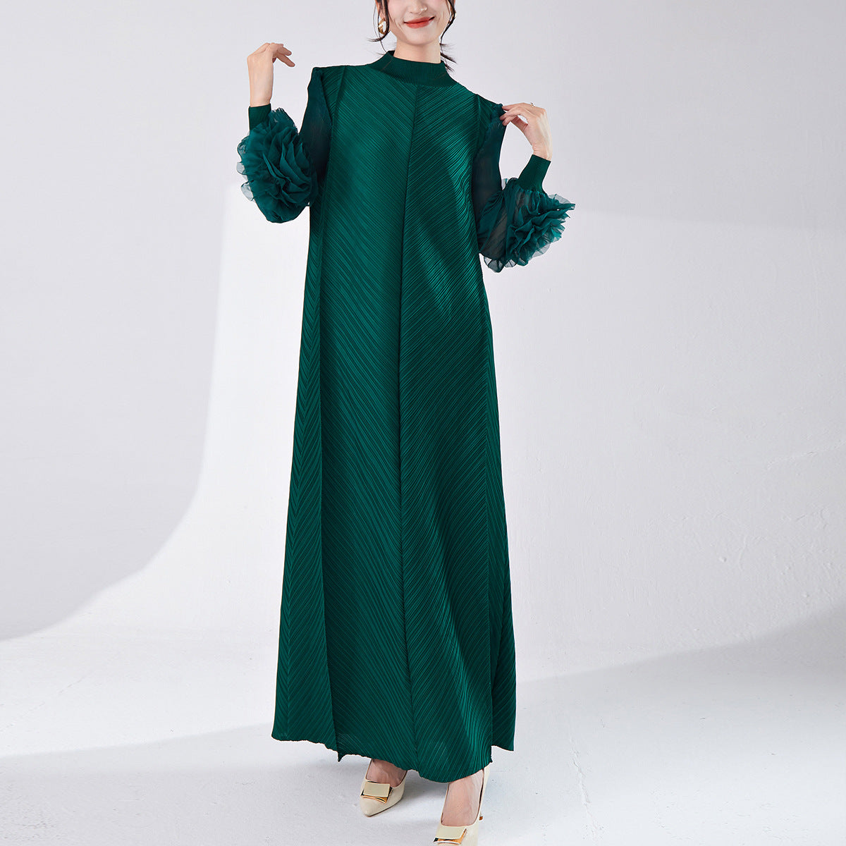 2025 Women's high-end wear large-size dress bud three-dimensional long-sleeved Popular trade Middle East hot sale dress long dress