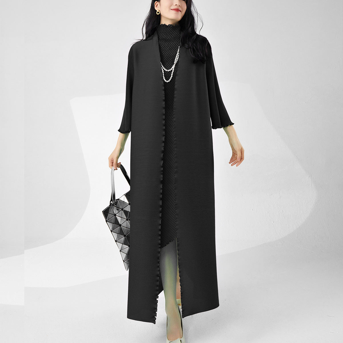 2025 Hot trade long trench coat women's high-end trench coat splicing loose Muslim robe temperament Mizhai cardigan coat autumn