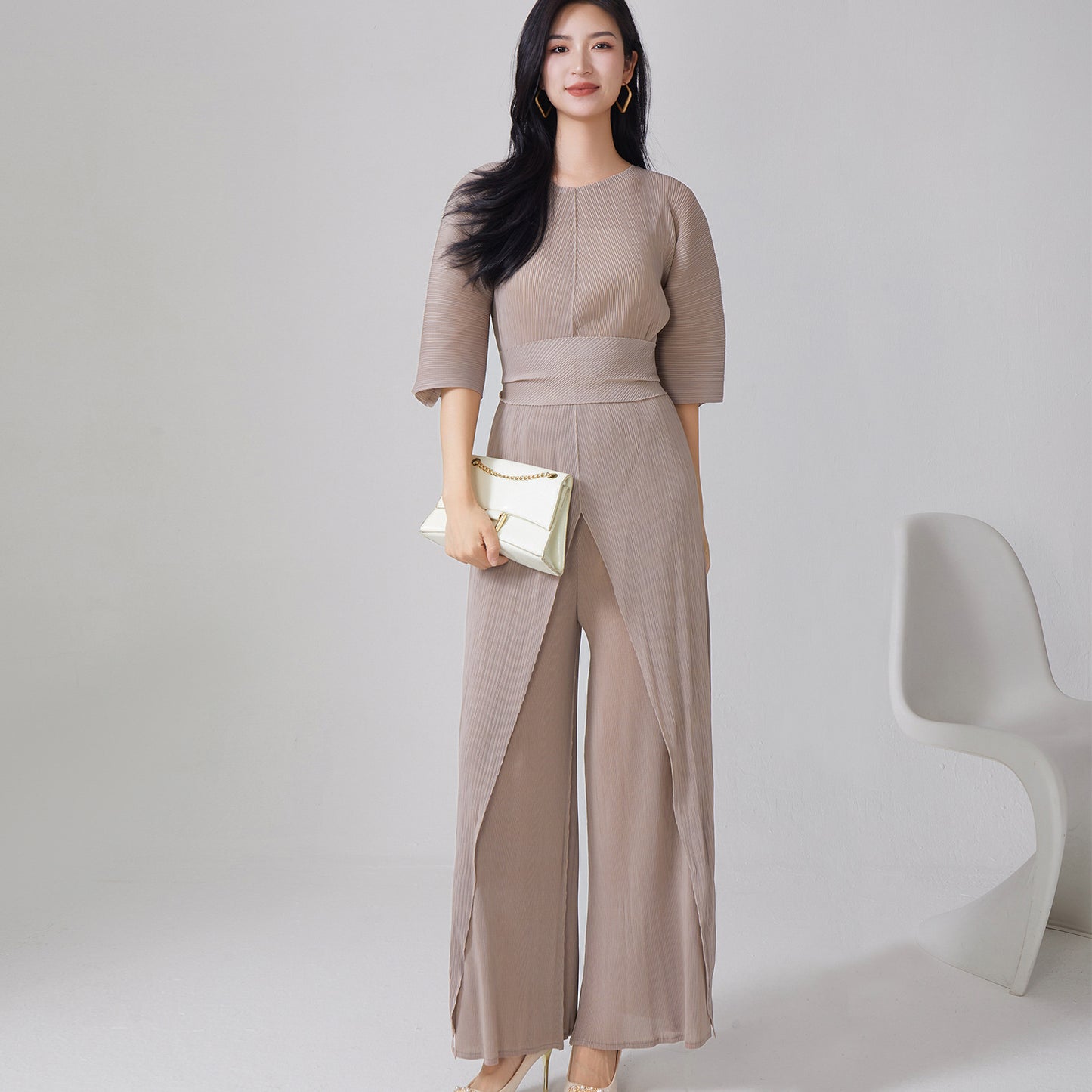 2025 Hot trade women's clothing autumn wear a complete set of irregular lace-up tops, drape casual pants, set, two-piece set