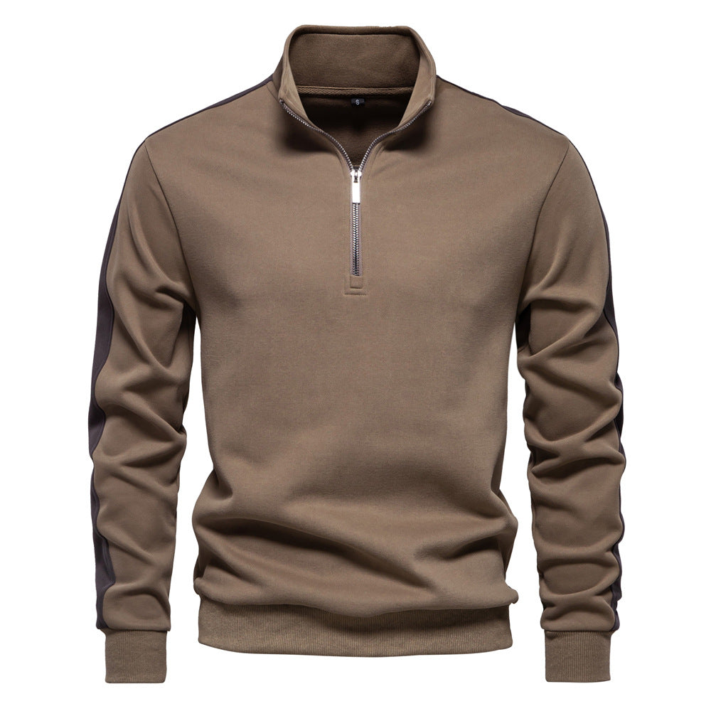 VMTVR 2025 popular autumn new long-sleeved stand-up neck sweater Popular trade splicing men's sports sweater casual versatile jacket men