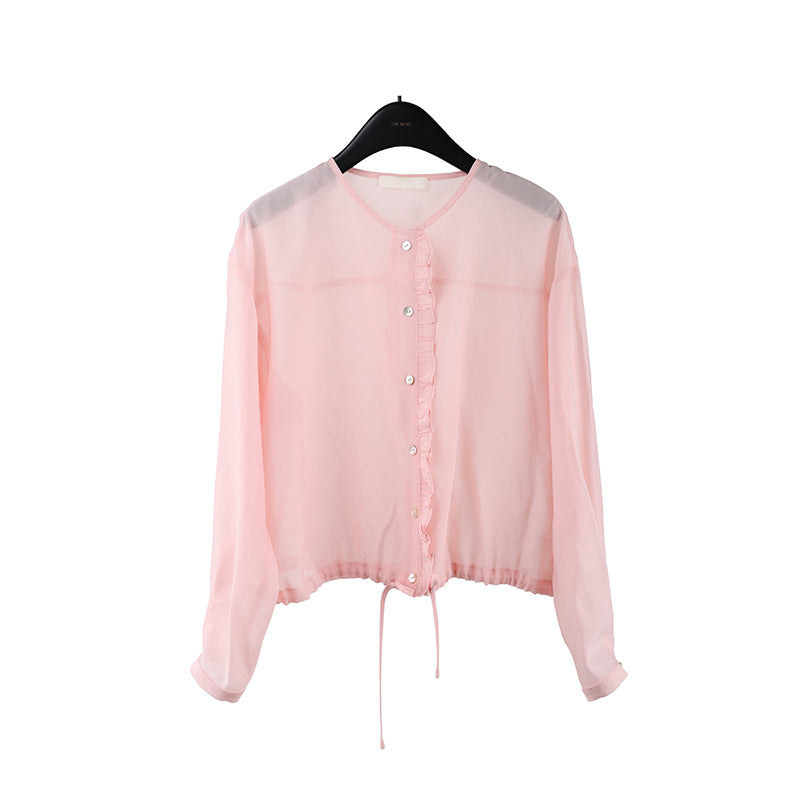 2025 light and breathable sunscreen shirt 2025 thirteen rows summer new fungus edge long-sleeved shirt T5010X