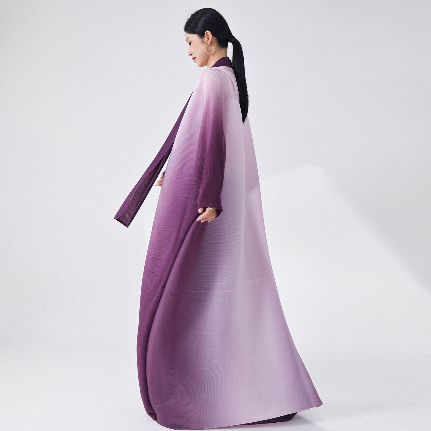 2025 Middle East Popular trade Muslim style robe hot women's clothing gradual change loose large size cardigan jacket temperament robe