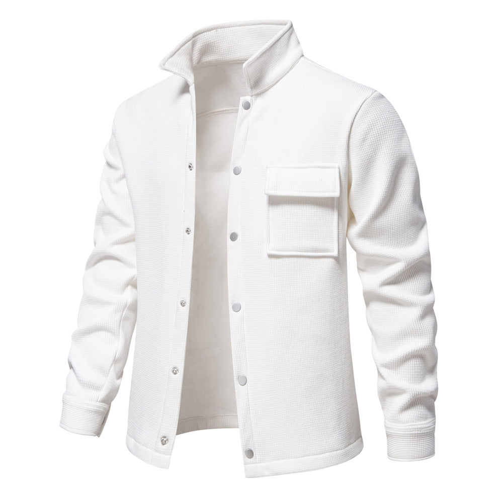 VMTVR 2025 popular autumn and winter new fleece thickened waffle men's lapel cardigan jacket Popular trade pocket coat top men