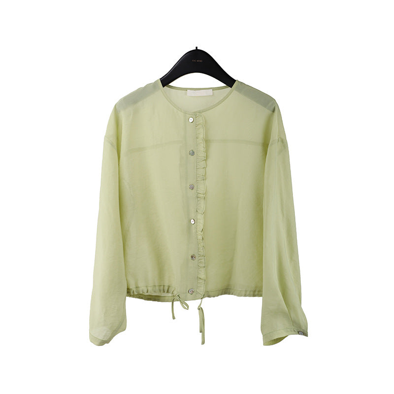 2025 light and breathable sunscreen shirt 2025 thirteen rows summer new fungus edge long-sleeved shirt T5010X