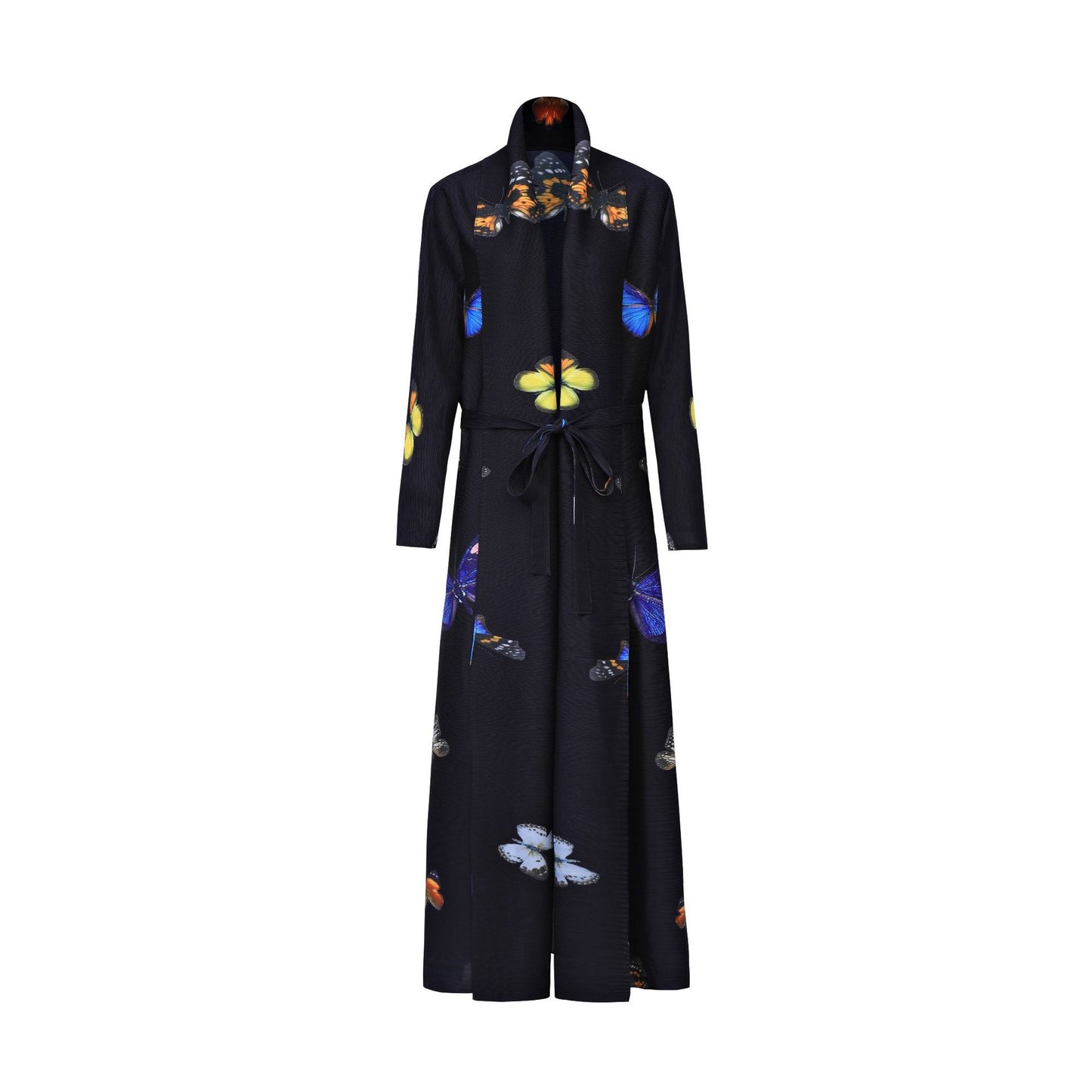 2025 Middle Eastern robe women's pleated long skirt butterfly temperament high-end robe loose lace-up cardigan pleated long coat