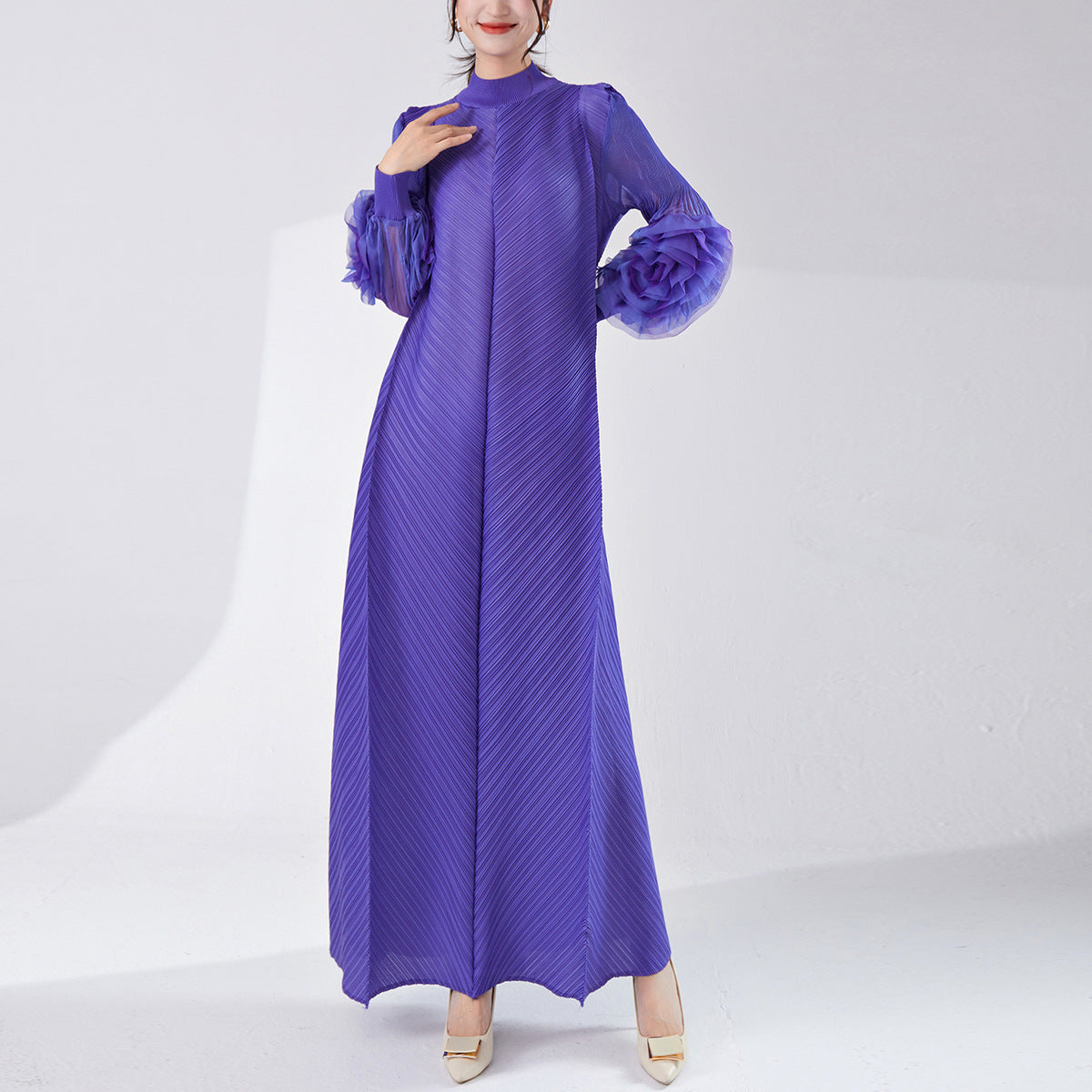 2025 Women's high-end wear large-size dress bud three-dimensional long-sleeved Popular trade Middle East hot sale dress long dress