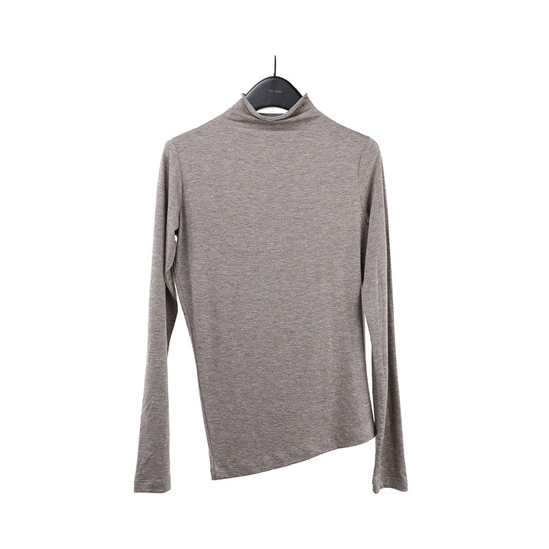 2025 wool Tencel semi-turtleneck long-sleeved T-shirt 2025 early spring skin-friendly bottoming knitted sweater women's A9093