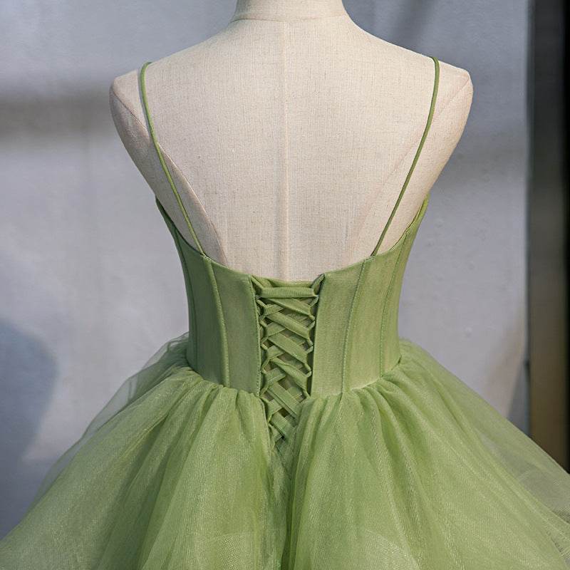 vmtvr prom dresses Green Mori Tail Dress 2024 Summer New Strap Fairy Banquet Princess Dress
