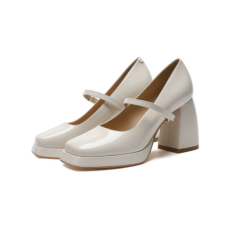 2025 8399-2 Mary Jane shoes autumn 2025 new square head thick heel high heels retro Mary Jane shoes