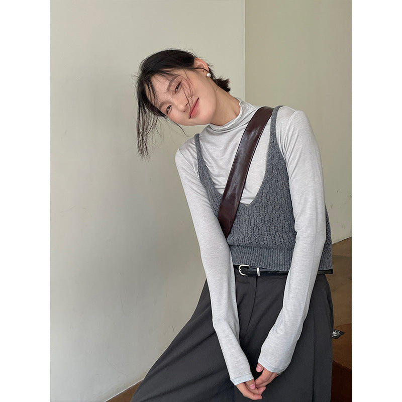 2025 wool Tencel semi-turtleneck long-sleeved T-shirt 2025 early spring skin-friendly bottoming knitted sweater women's A9093