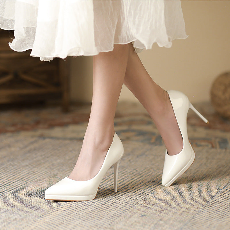 2025 1088A custom model catwalk high heels women's pointed waterproof table 10.5CM thin heel shallow mouth temperament women's single shoes