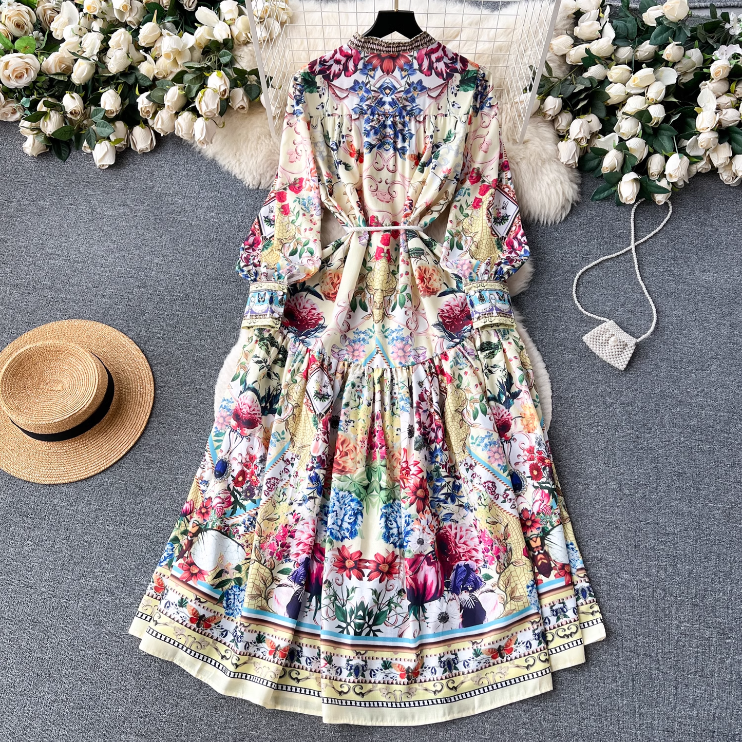 - Women's autumn palace-style high-end printed dress GEU536